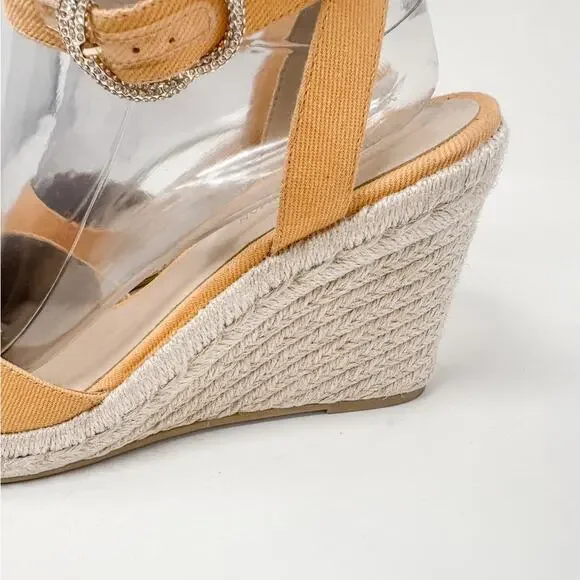 NEW Stuart Weitzman Mango Orange Espadrille Wedge Sandal, Size 9, MSRP $350